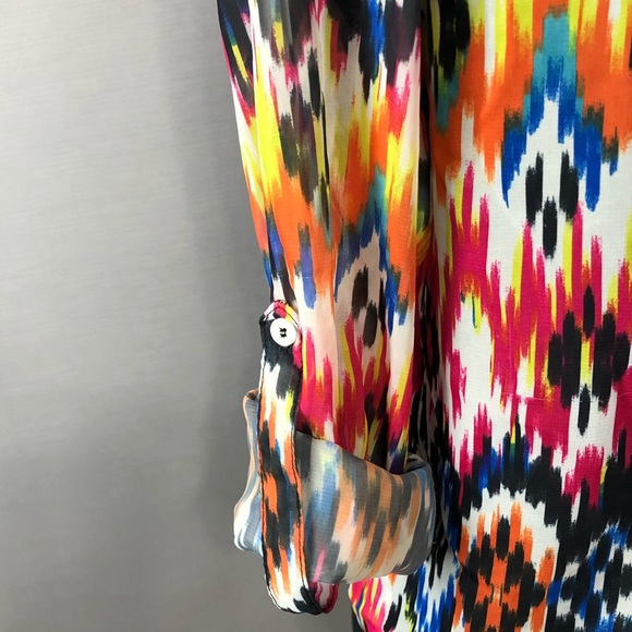 Multi-Color Sheer Tie Top with Chevron Design. SZ 3-5 - Picture 3 of 8